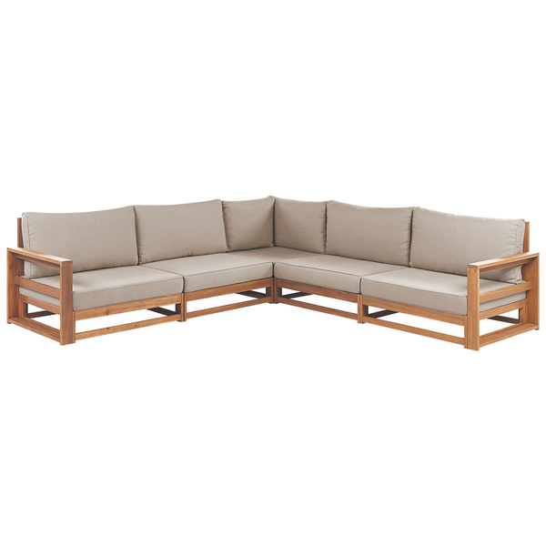 Garten Ecksofa mit Tisch 5-Sitzer TIMOR modular zertifiziertes Akazienholz Hellbraun