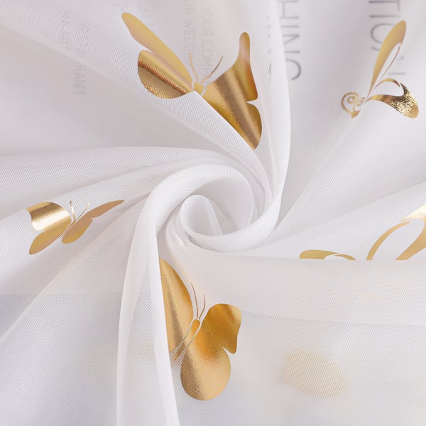 Gardinenstoff mit goldenem Schmetterlingsmuster