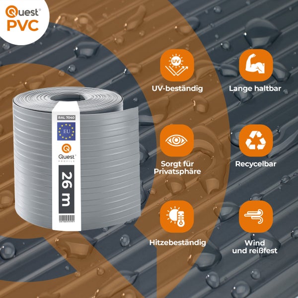 Quest Profil PVC Rolle, 26 Meter, mit Produktvorteilen dargestellt