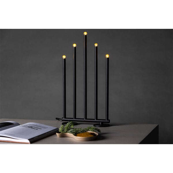 Björnfjället Adventsleuchter elektrisch 5 Lichter schwarz. 22 X 7 X 40 cm