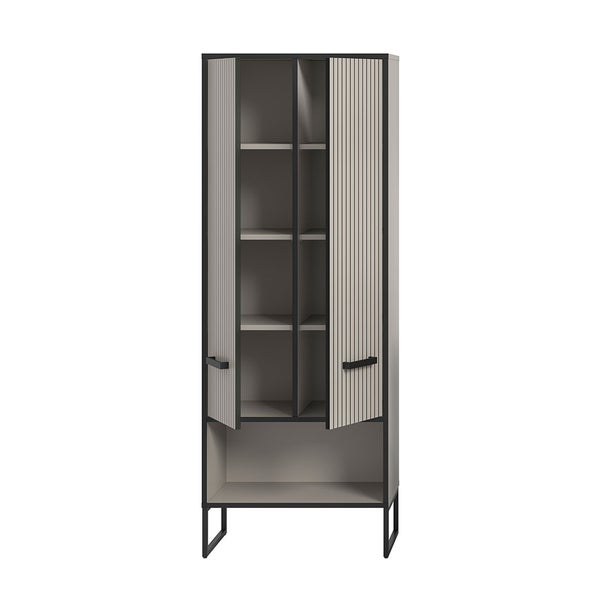 Bagno Hochschrank Bad 2 Türen hellgrau, cremefarben. 59 X 32 X 159 cm