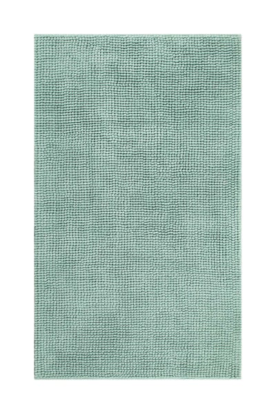 Rechteckige Badematte aus Chenille in Mintgrün.