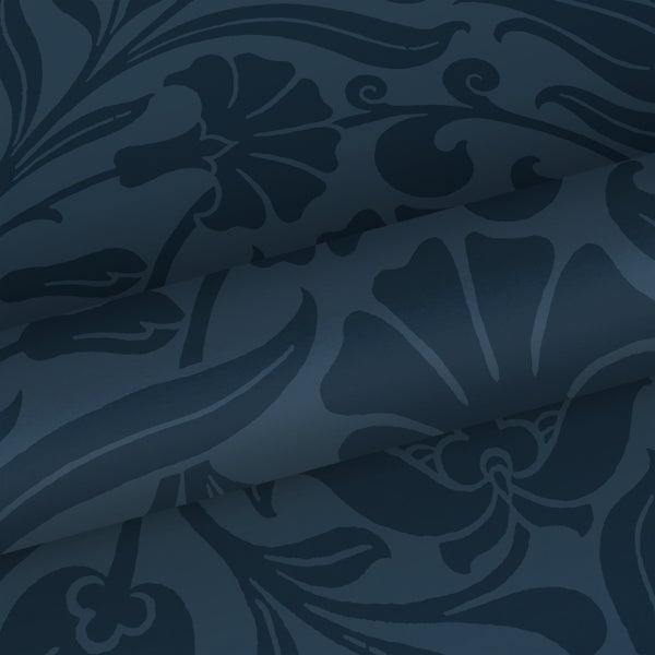 ESTAhome Tapete Blumen Dunkelblau - 53 cm x 10.05 m - 139296
