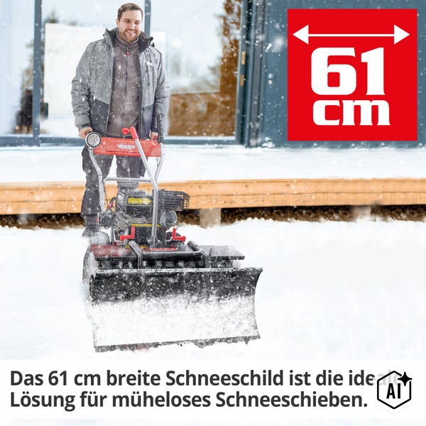 Kehrmaschinen Anbauset mit Schneeschild und Bürstenwalze inklusive Schnell Steck System zur einfachen Montage