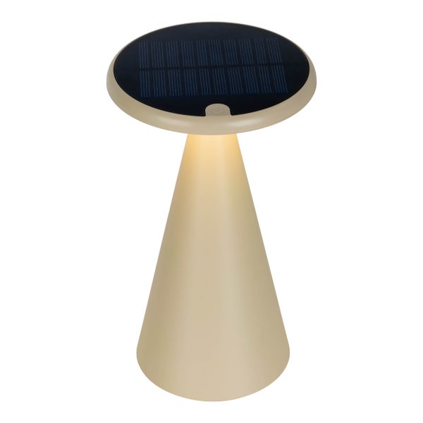 Solar-Akku-Tischleuchte Palu für Außen und Innen, aus Kunststoff in Beige , 20 cm hoch