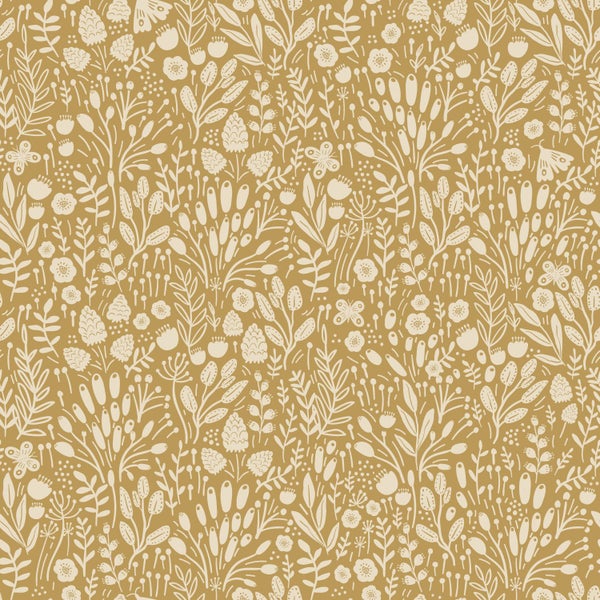 ESTAhome Tapete Blumen Ockergelb - 50 x 900 cm - 131252