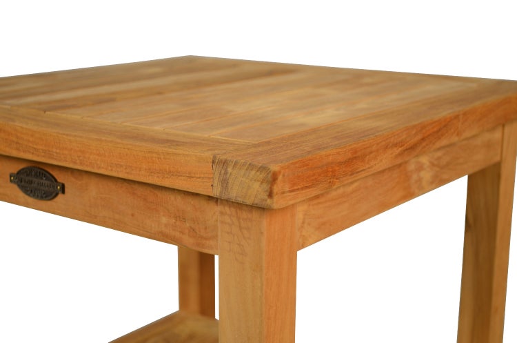 Teak Beistelltisch 50 x 50 cm hochwertig wetterfest 2 Ebenen