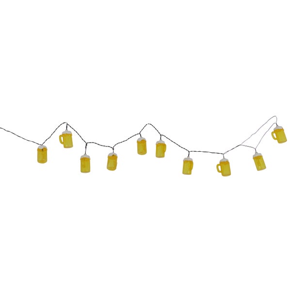 LED-Lichterkette Bierkrug - Deko - Lichterkette - Kunststoff in Gelb, mit integrierter LED
