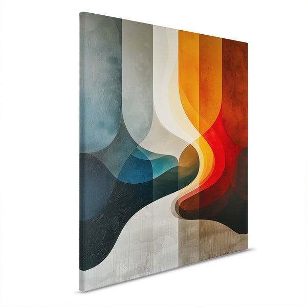 Abstraktes Wandbild mit wellenförmigen Elementen