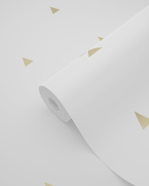 Origin Wallcoverings Tapete grafische Dreiecke Weiß und Gold - 53 cm x 10.05 m - 347680