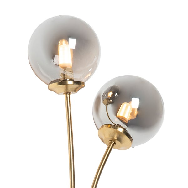 Moderne Wandleuchte Gold 2-Licht mit Rauchglas - Athen