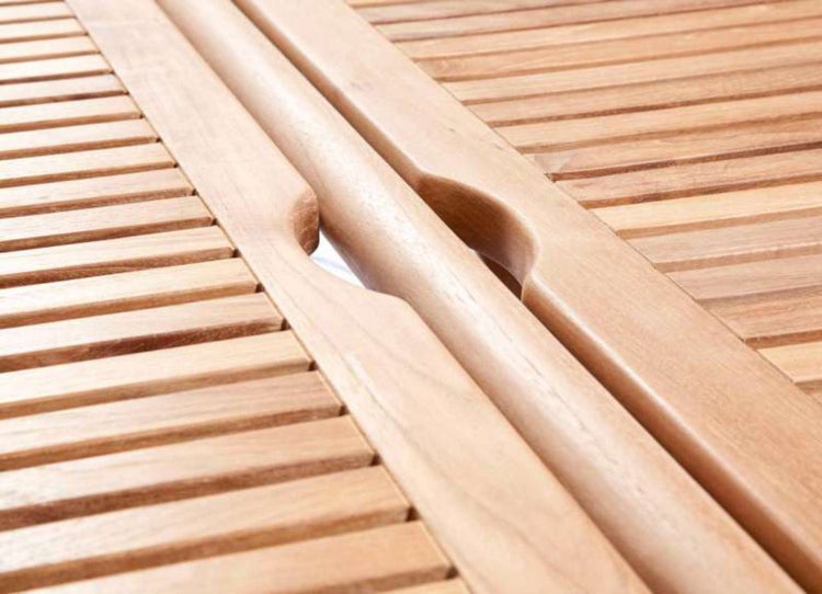 Teak Doppelliege extra breit mit Rollen premium wetterfest