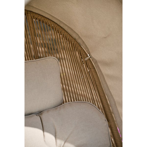 Bille Loungesessel Polyrattan mit Kissen beige, natur, grau. 84 X 114 X 141 cm