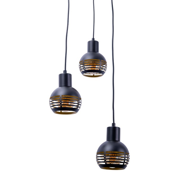 Hängelampe mit drei Leuchten und Kugeldesign