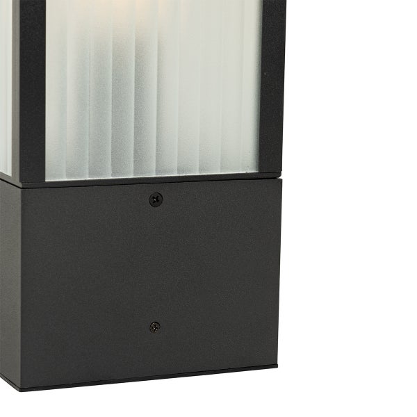 Stehende Außenleuchte schwarz mit geripptem Glas 40 cm IP44 - Charlois