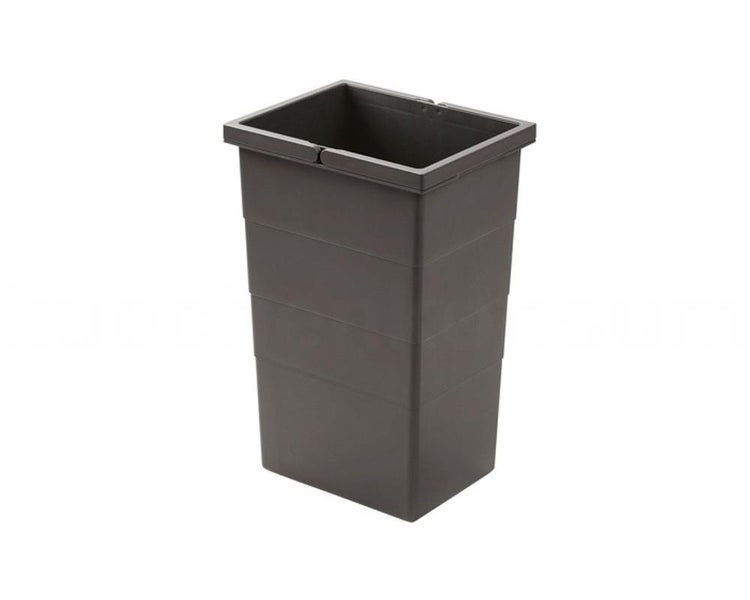 Rechteckiger Abfalleimer aus Kunststoff in Dunkelgrau mit integriertem Tragegriff.