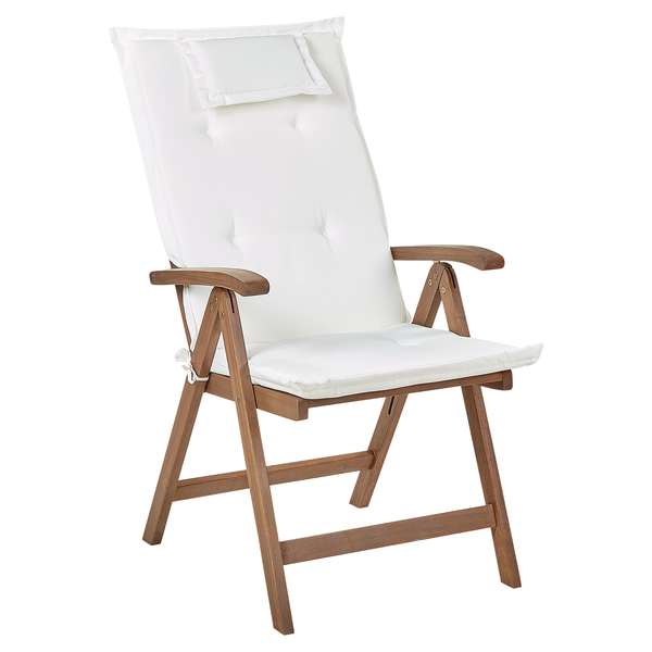 Bistro Set inkl. Kissen klappbar AMANTEA Akazienholz Cremeweiß