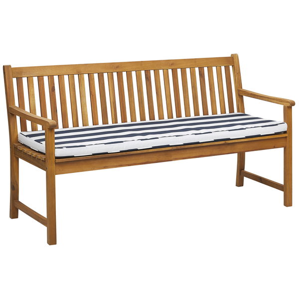 Gartenbank mit Auflage VIVARA 160 cm zertifiziertes Akazienholz Marineblau