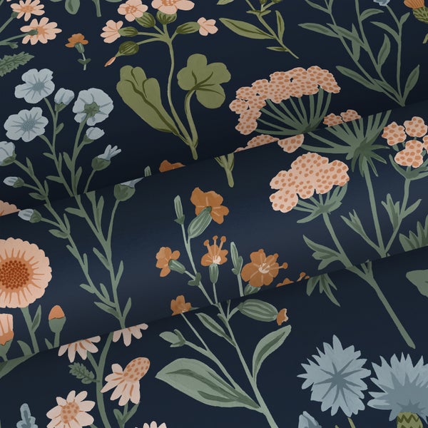 Sanders und Sanders Tapete Feldblumen Dunkelblau - 50 x 900 cm - 935374