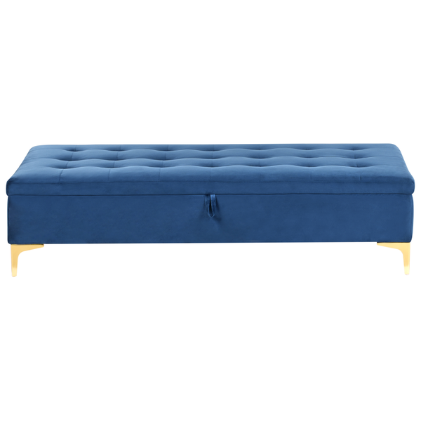 Aufbewahrungshocker ABERDEEN Samtstoff Marineblau