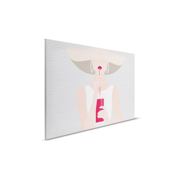 Dekorative Leinwand mit einer Frau, die einen Drink genießt