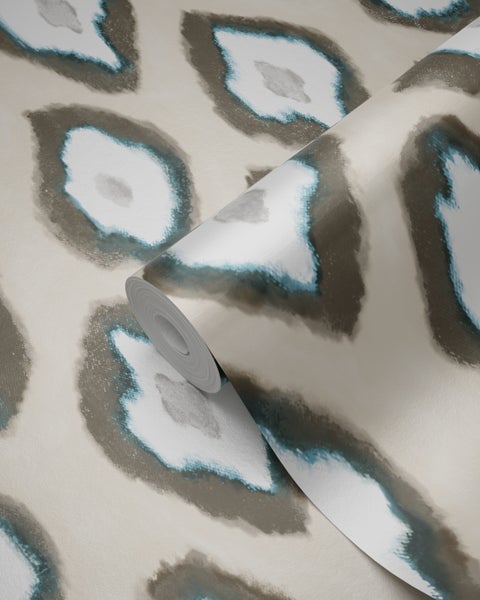 Origin Wallcoverings Tapete Ikat-Motiv Beige und Türkis - 53 cm x 10.05 m - 346915
