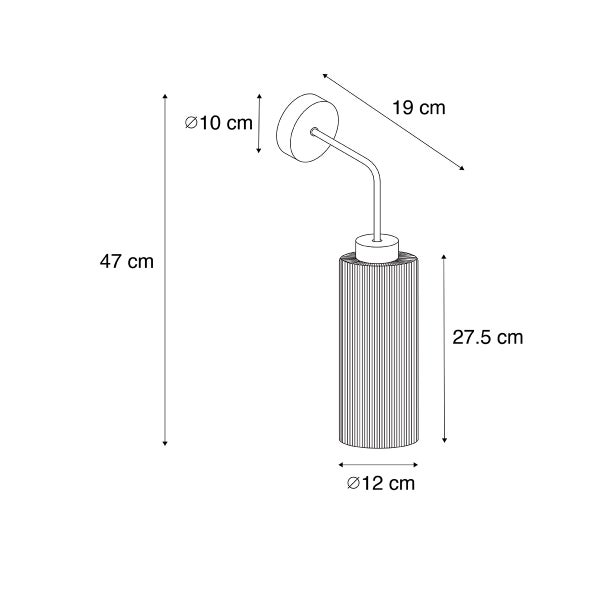 Technische Zeichnung einer Wandleuchte mit Maßangaben