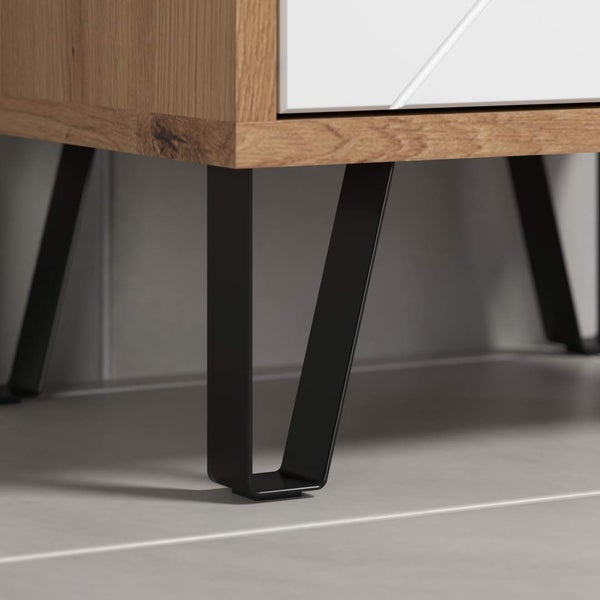 Touch Badschrank weiß matt, Eiche dekor. 36 X 29 X 79 cm