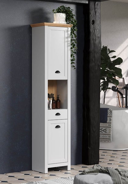Landside Badschrank 2 Türen, 1 Schublade, 1 Fach, grau. 46 X 33 X 191 cm