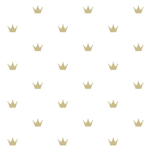 Origin Wallcoverings Tapete kleine Kronen Weiß und Gold - 53 cm x 10.05 m - 347678