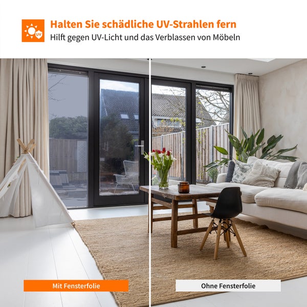 Simple Fix Fensterfolie Spiegelfolie Schwarz - 45 x 500 cm - Selbshaftend Blickdicht Sichtschutzfolie für Fenster - Spiegelfolie Fenster Sichtschutz - Schwarz