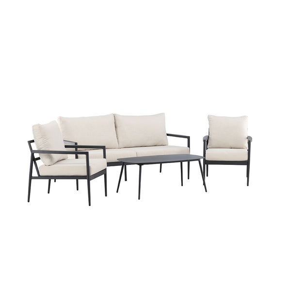 Taromina Loungeset 1 Sofa, 2 Stühle, 1 Couchtisch schwarz. 59 X 109 X 42 cm