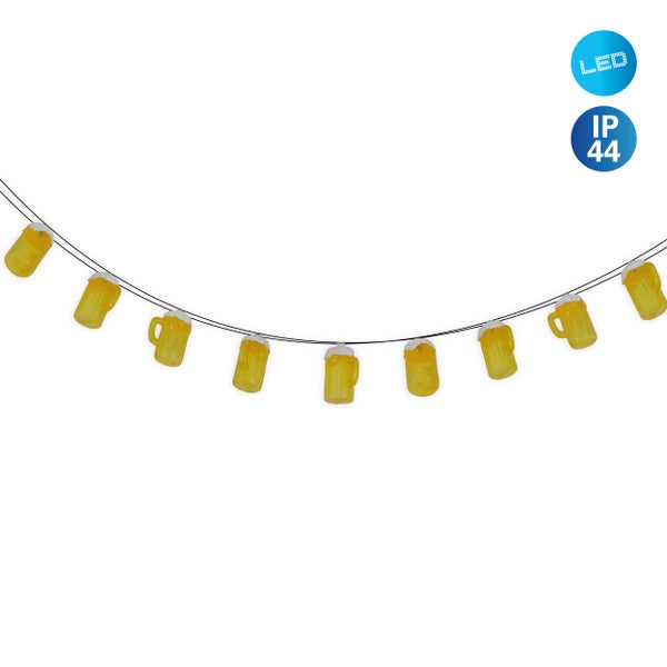 LED-Lichterkette Bierkrug - Deko - Lichterkette - Kunststoff in Gelb, mit integrierter LED