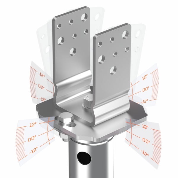 MAXERIO® 60 cm 6er U-Set TILT + 7 cm Pfostenträger für Schraubfundament Bodenhülse Erdanker Erdschraube Erdschraubenfundament Bodenanker Schraubanker Fundament für Spielturm Zaun Pfosten Pavillon