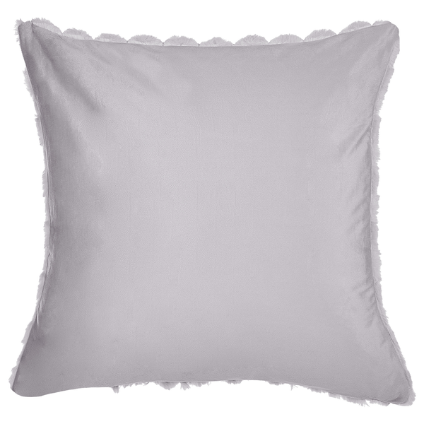 Dekokissen 2er Set PURSLANE Webpelz 43 x 43 cm Hellgrau Geometrisches Muster