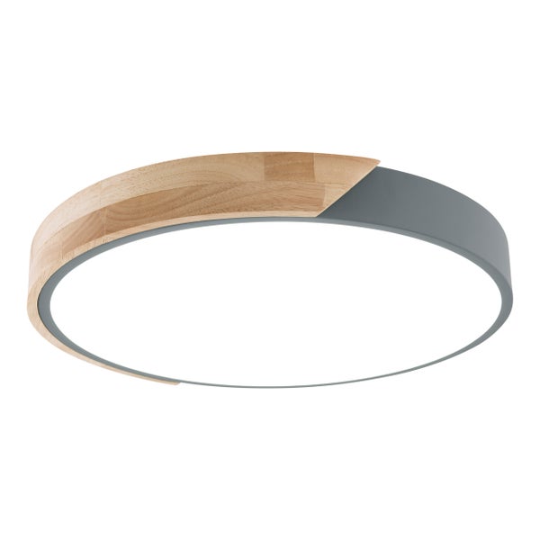 Deckenleuchte aus Holz und Metall