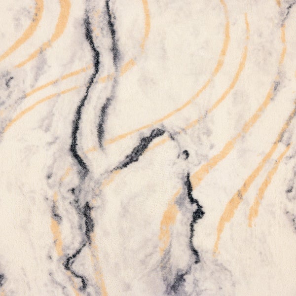 Teppich mit Marmormuster und abstrakten Wellenlinien.