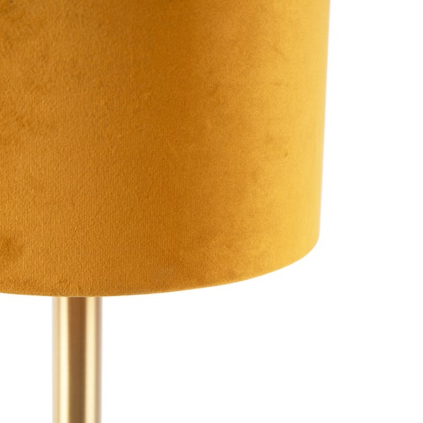 Messing Tischlampe mit gelbem Schirm 20 cm - Simplo