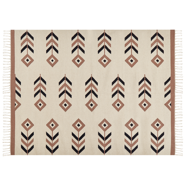 Teppich NIAVAN Beige 160 x 230 cm Baumwolle Kelim