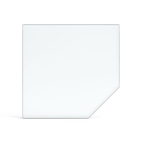 Glasbodenplatte in Fünfeckform für Kaminöfen, Klarglas.