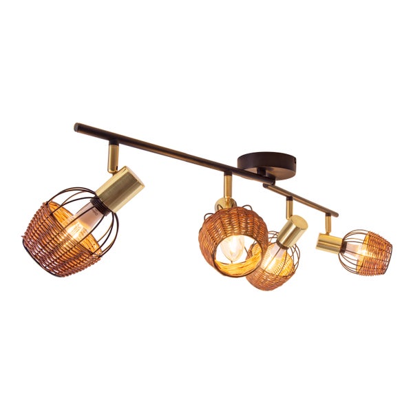 4er Deckenleuchte CORBIS,  Spot aus Metall in Schwarz, und Gold, mit E14-Fassung, für Esszimmer, Wohnzimmer, Diele oder Büro, Deckenlampe innen, 78 cm lang