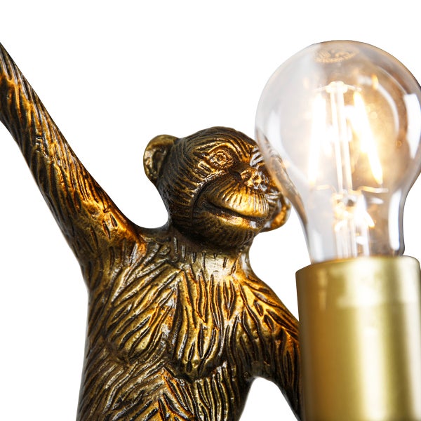 Klassische Wandleuchte Gold - Affe Animal
