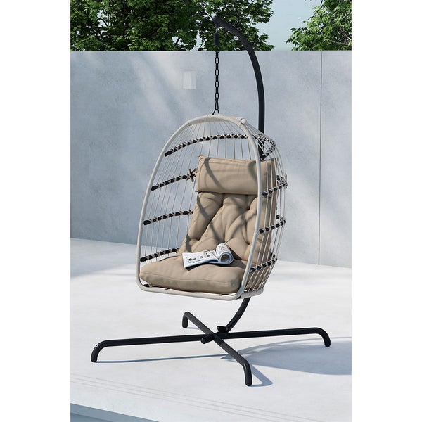 Trezza Hängesessel mit Stativ grau. 75 X 70 X 198 cm