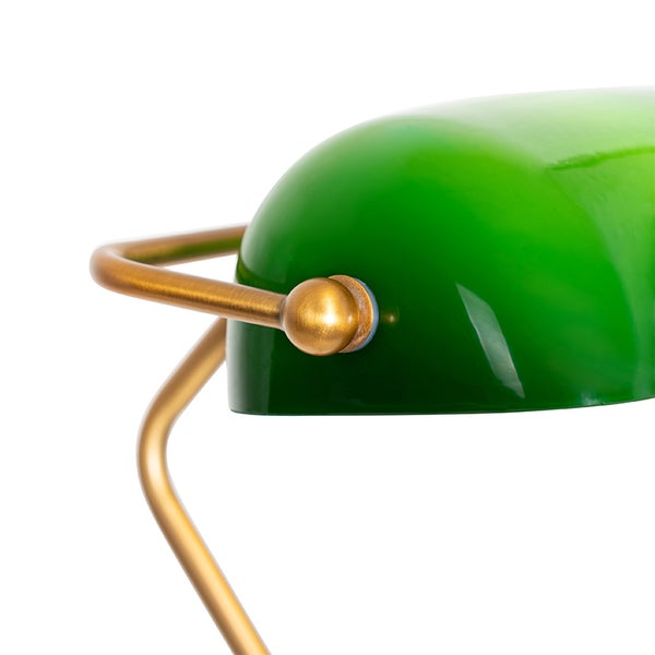 Klassische Notar-Stehlampe Bronze mit grünem Glas - Banker