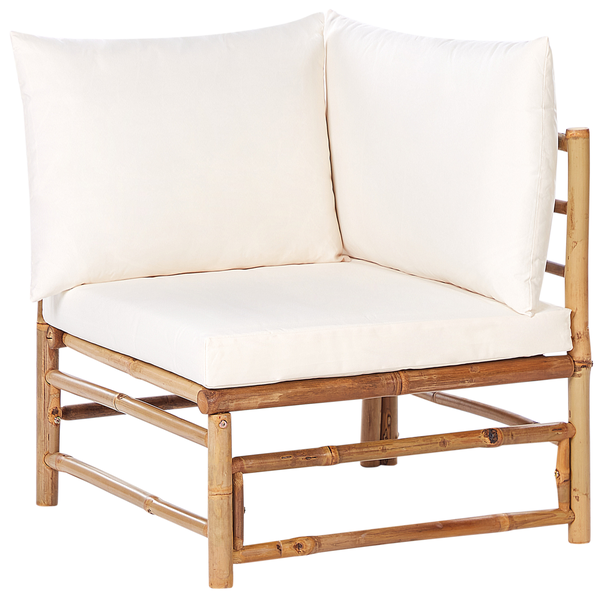 Lounge Set mit Tisch 5-Sitzer CERRETO Bambusholz Cremeweiß
