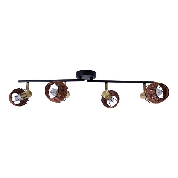4er Deckenleuchte CORBIS,  Spot aus Metall in Schwarz, und Gold, mit E14-Fassung, für Esszimmer, Wohnzimmer, Diele oder Büro, Deckenlampe innen, 78 cm lang
