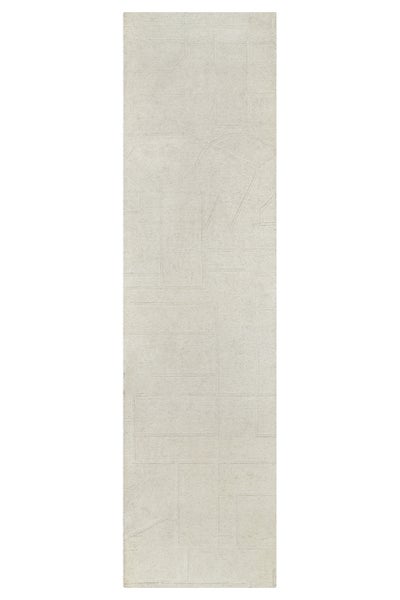 Rechteckiger Teppichläufer mit dezentem geometrischem Reliefmuster.