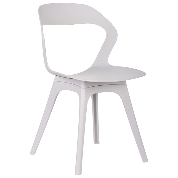 Weißer Stuhl mit Kunststoffschale und vier Beinen