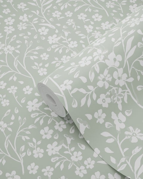 ESTAhome Tapete Blumen Mintgrün - 50 x 900 cm - 139879