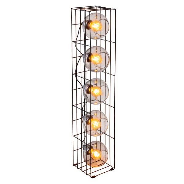 Glas-Stehleuchte CESTA Stehlampe aus schwarzem Metalldraht und getöntem Glas, mit E27-Fassung, 95 cm hoch, für Esszimmer, Wohnzimmer, Diele oder Büro,